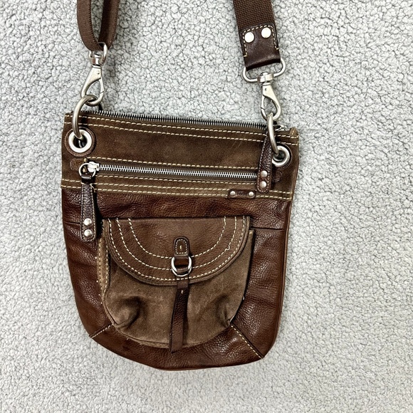 Fossil Crossbody Bag Women Brown Leather Suede Boho Utility Y2K Indie Hippie - Picture 2 of 14